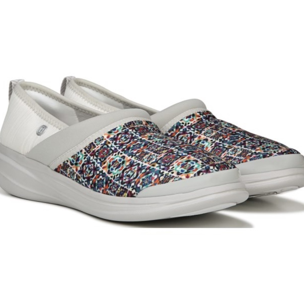 BZEES Women's White Mosaic Coco Slip-On Sneakers